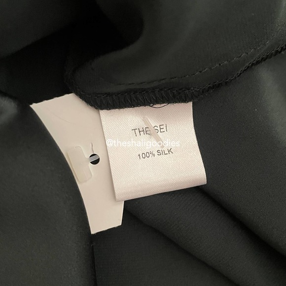 THE SEI Tie Front Silk Blouse Green Top - Picture 7 of 7